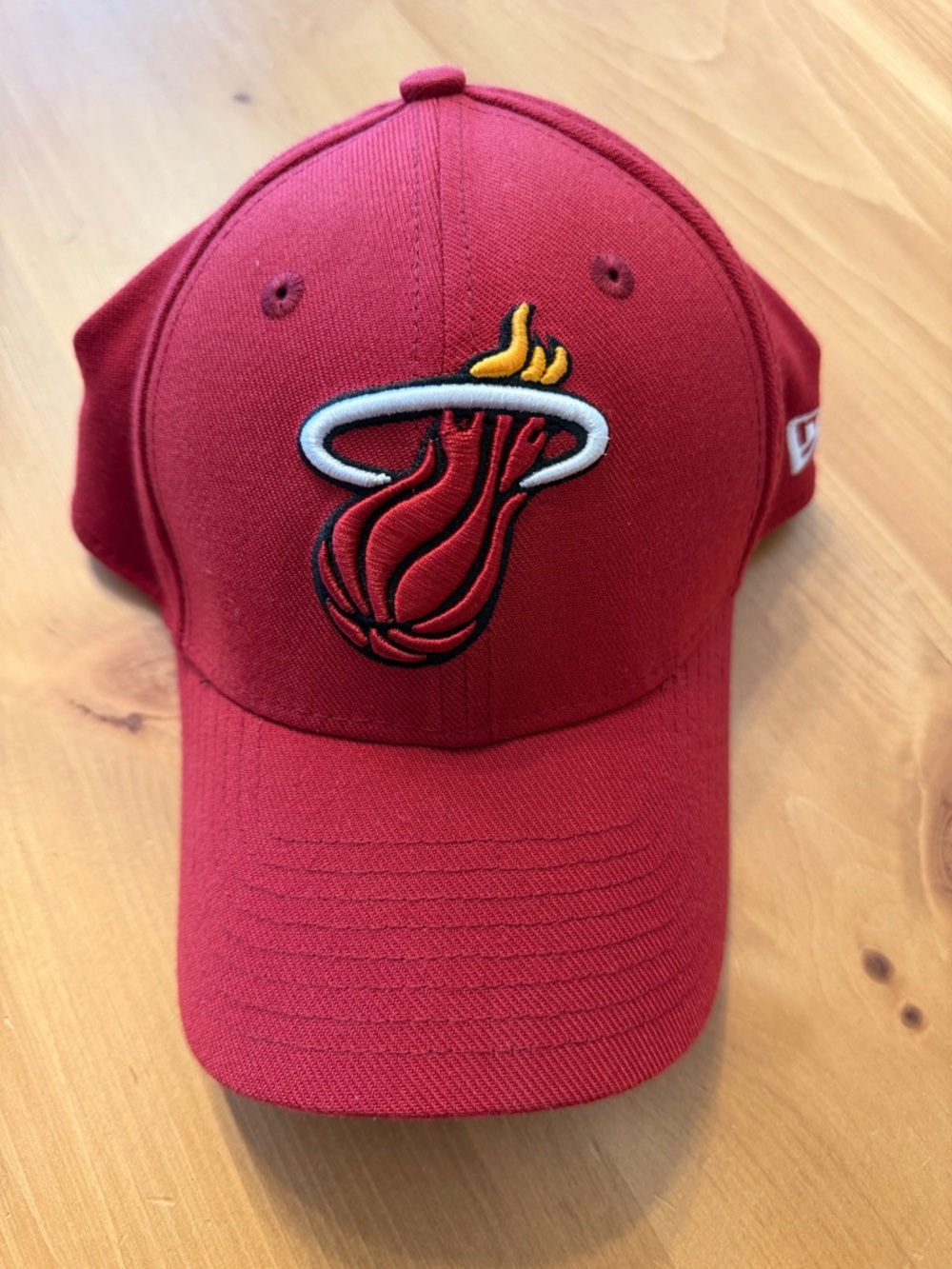 New Era Red Miami Heat Logo Cap with Yellow Accent